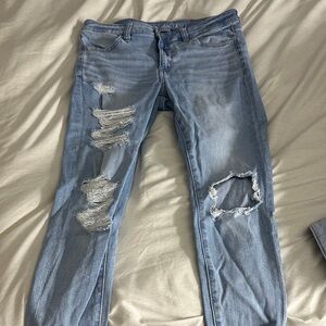 American Eagle Outfitters Light Blue Ripped Skinny Jeans